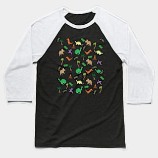 Cute Dinosaur pattern With Prehistoric Plants And Volcanoes Baseball T-Shirt